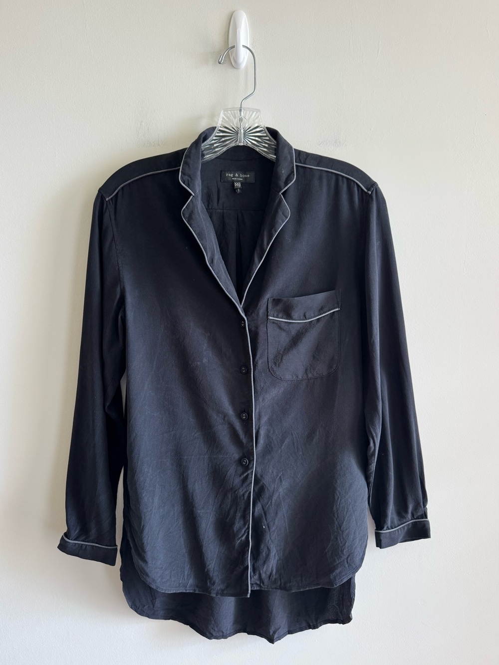 Rag & Bone Silk Button Down Long Sleeve Top